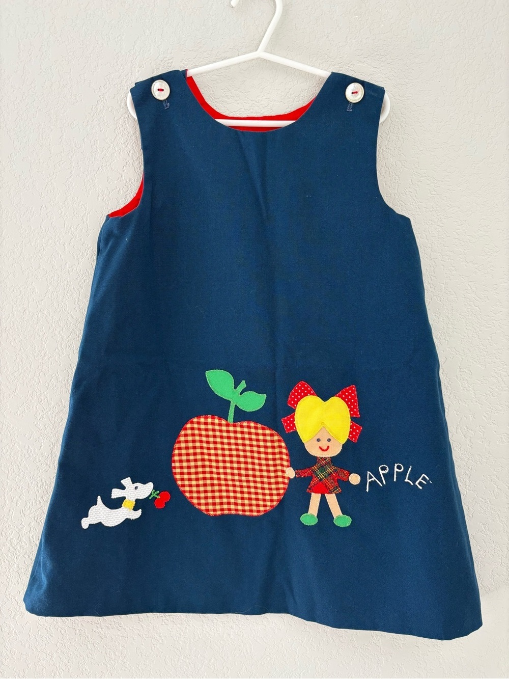Vintage Girls Romper Sun Dress Chocolate Soup First day of School Size 6 Navy